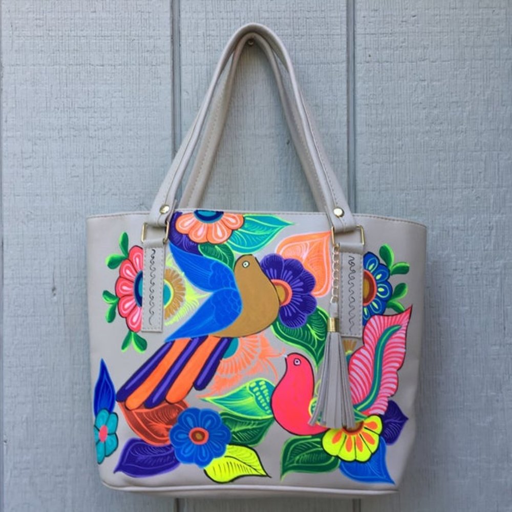 Hand Painted Mexican Tote Bag